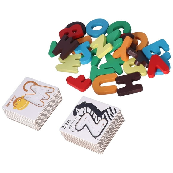 Alphabet Wooden Flash Cards, Animal Counting Board Colorful Design ABC Montessori Educational Toys For Preschool Learning Activities