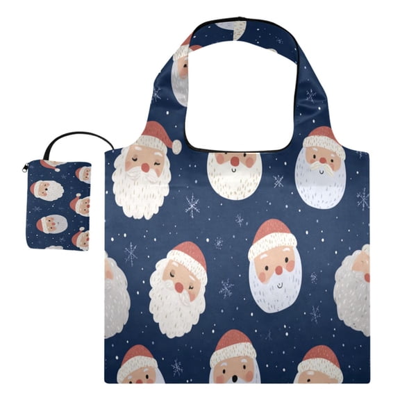 Large Capacity Print Tote Bag,Lightweight Portable Foldable Shopping Bag Cute Santa