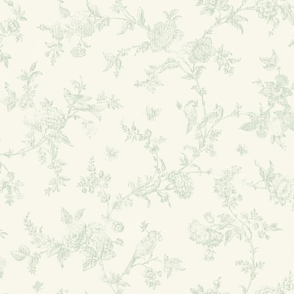 Chesapeake French Nightingale Sage Floral Scroll Wallpaper