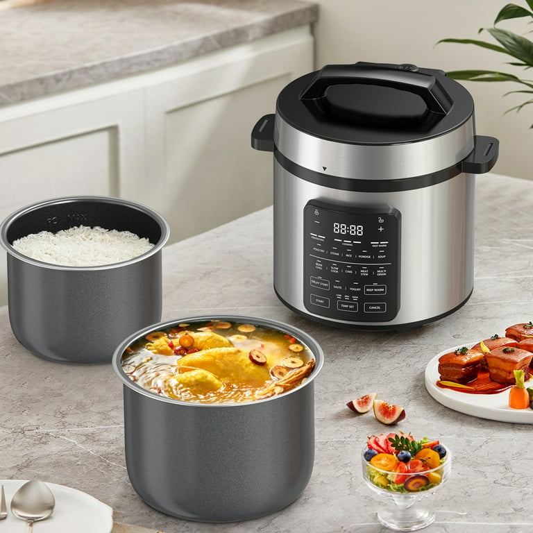 JIOABL 6 QT Electric Pressure Canner 12- in- 1 Multi Cooker Rice Cooker Digital Stainless Steel - Walmart.com