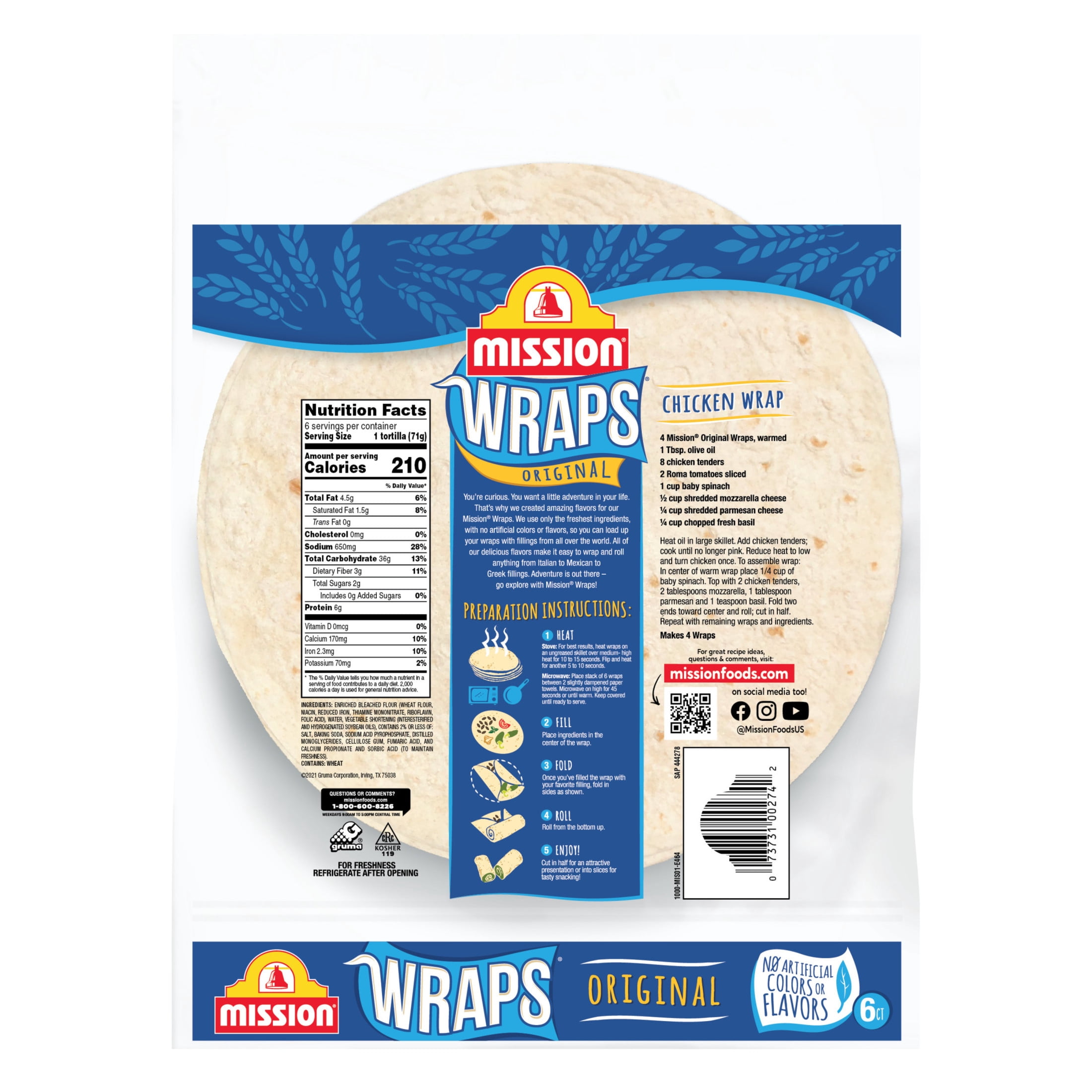 Mission Wraps Original, 6 Count