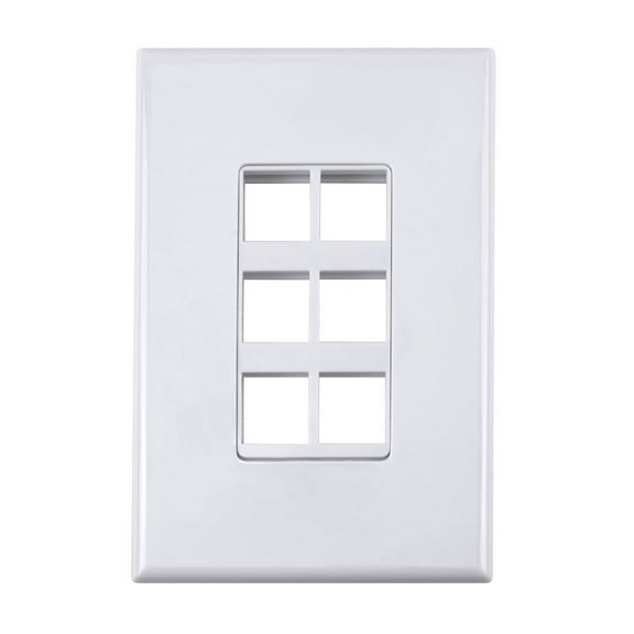 Construct Pro 6-Port Keystone Wall Plate with Screwless Face (Color: White)