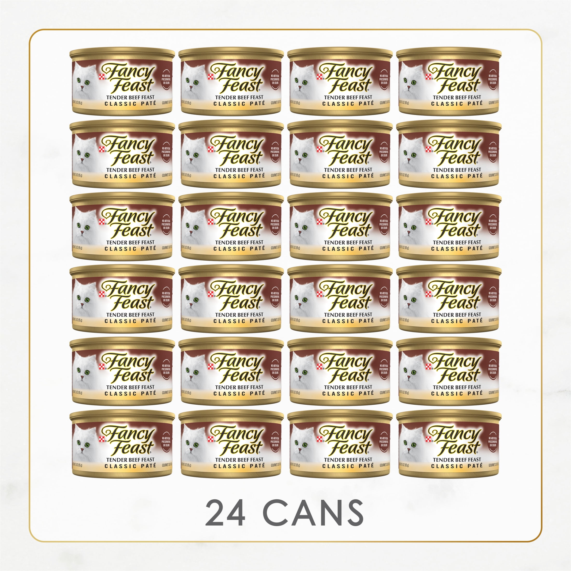 (6 pack) Purina Fancy Feast Tender Beef Feast Classic Grain Free Wet Cat Food Pate, 3 oz, 24 Pack