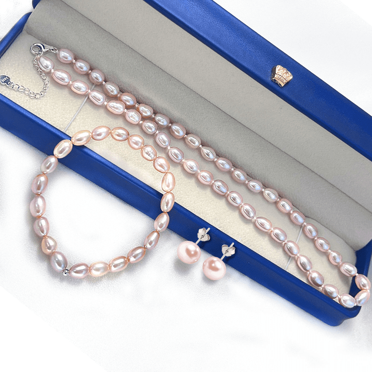 Bakimi 6-7mm Cultured Purple Pearl Jewelry Necklace Set with