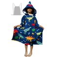 thumbnail image 1 of Poncho con capucha Towel Athaelay para niños, diseño de dinosaurios azul marino, 1 of 6