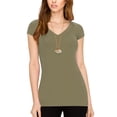 thumbnail image 4 of Made by Johnny Women's Basic Fitted Short Sleeve V-Neck T Shirt L OLIVE, 4 of 6