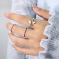 thumbnail image 4 of Platinum-Plated Copper Leaf Cat's Eye Ring - 11x11MM Leaf Design, Adjustable Open Band with 16MM Diameter, Single Piece Packing, 4 of 4