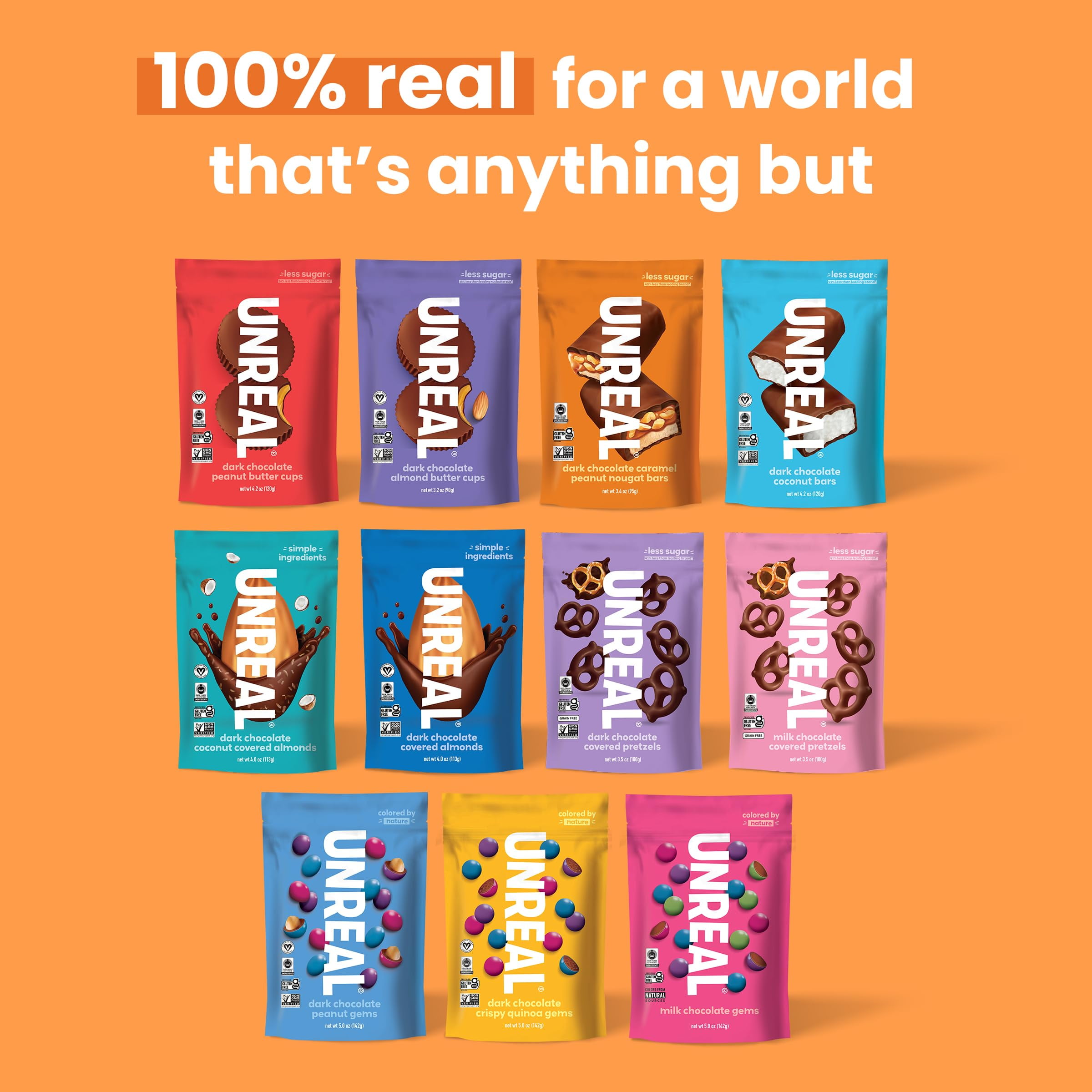 (Pack of 6) Unreal Chocolate Bar Dark Caramel Peanut Nugget 3.4 Oz