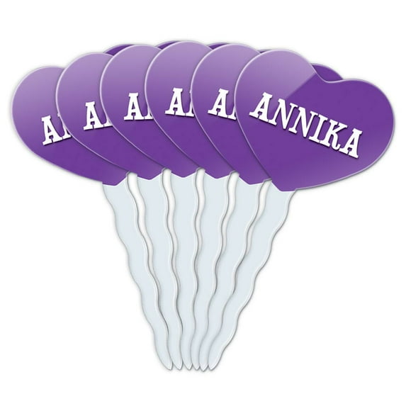 Annika Heart Love Cupcake Picks Toppers - Set of 6