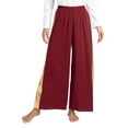 thumbnail image 2 of iEFiEL Womens High Waist Palazzo Pants Metallic Worship Praise Loose Trousers Flared Wide Straight Burgundy L, 2 of 7