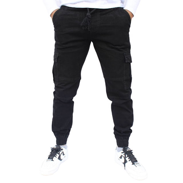 Jogger cargo de gabardina stretch John Silver Corte skinny color negro