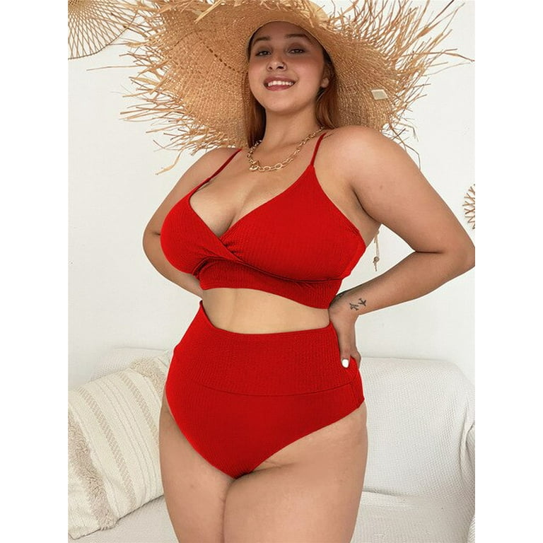 Two Piece Bathing Suits 2023 Big Boobs High Waist Bikini Large Size Beach  Wear Xxl 4xl Women's Plus Swimsuits For Big Breasts - Bikinis Set -  AliExpress