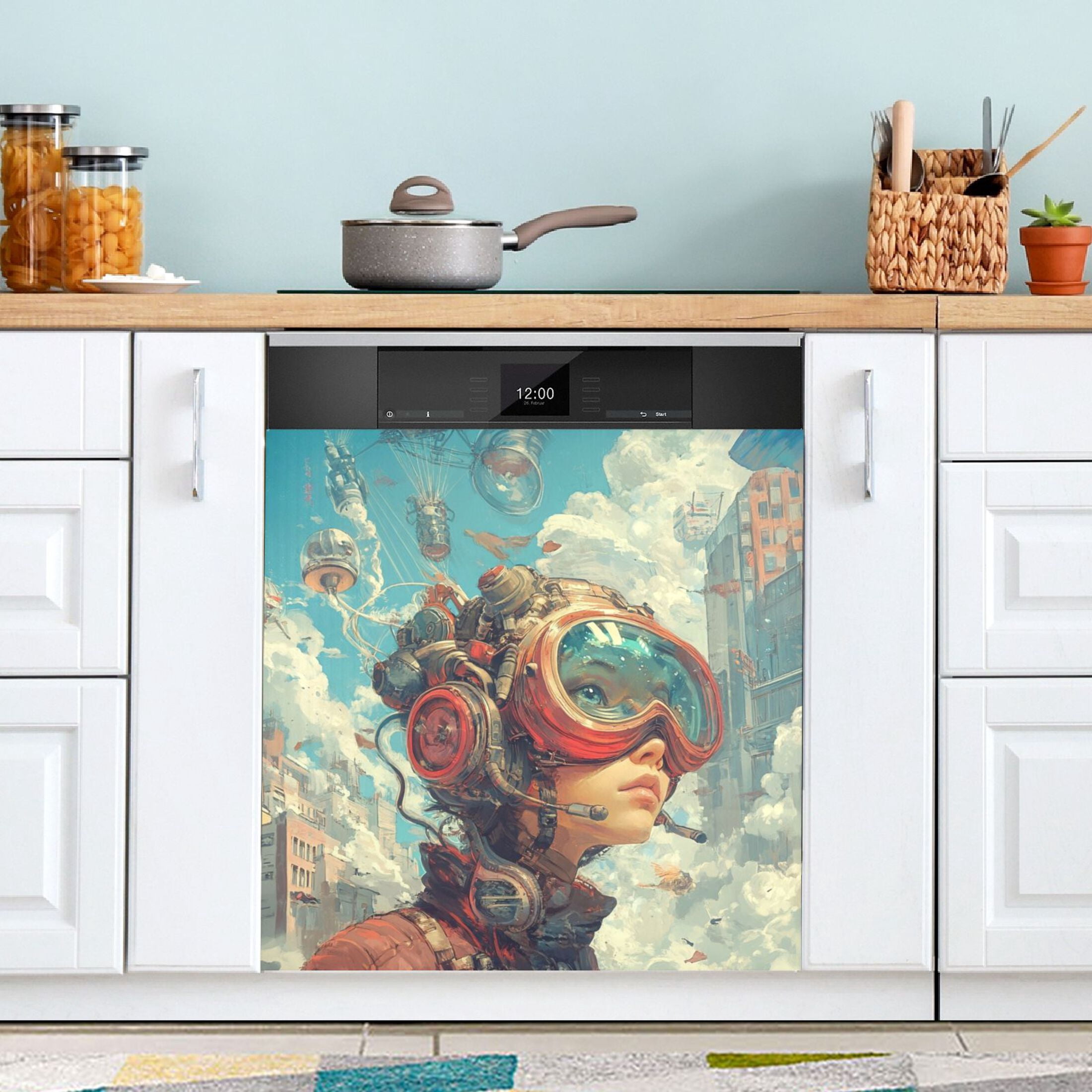 Dishwasher Magnetic Sticker 23x26 Inch Refrigerator Magnetic Sticker Washing Machine Magnetic Sticker Kitchen Panel Magnetic Sticker Home Decor Cartoon Beautiful Beauty