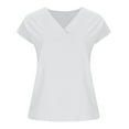 thumbnail image 4 of Mittory Women's V Neck Chiffon Blouses Cap Sleeve Shirts Casual Loose Work Office Solid Tops, 4 of 7