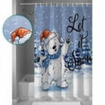 thumbnail image 3 of Small Stall Shower Curtain 48x72 Inch Narrow Half Size Blue Bear Christmas Bath Curtains Bathroom Decor Snowflake Winter Xmas Tree Waterproof Fabric Shower Curtain Set with Hooks 48 Inch, 3 of 6