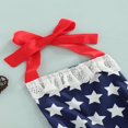 thumbnail image 3 of Baby Romper Independence Day Stars Stripe Print Sleeveless Halter Strap Square Neck Lace Panel Jumpsuit, 3 of 6