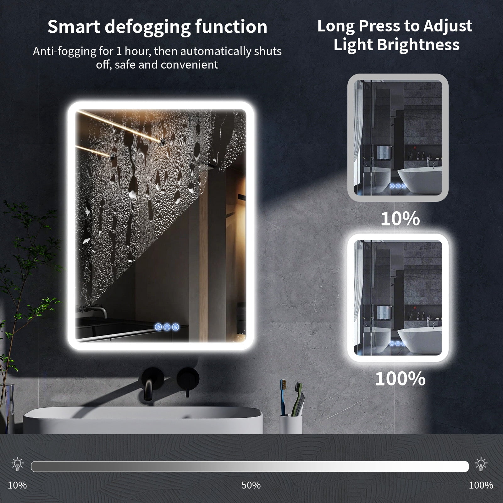 BEAUTYPEAK 24" x 32" Bathroom LED Mirror Medicine Cabinet with Storage Adjustable 3 Color Temperature