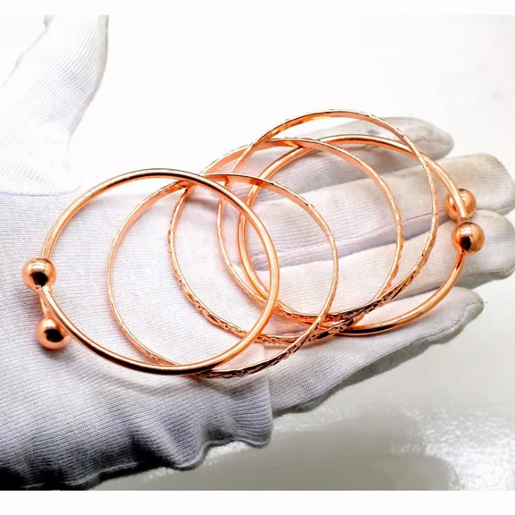 5 Pcs. Pure Solid Copper Cuff Bracelet For Women and Men Arthritis Copper Bangle