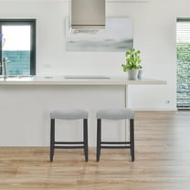 Costaelm Bulmon 24" Upholstered Counter Stool with Nail Head Trim, Black/Gray