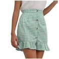 thumbnail image 1 of IROINNID Women's Summer Fashion Casual Plaid Buttons High WaistSkirt Short Empire Waist Short Print Skirt, 1 of 8