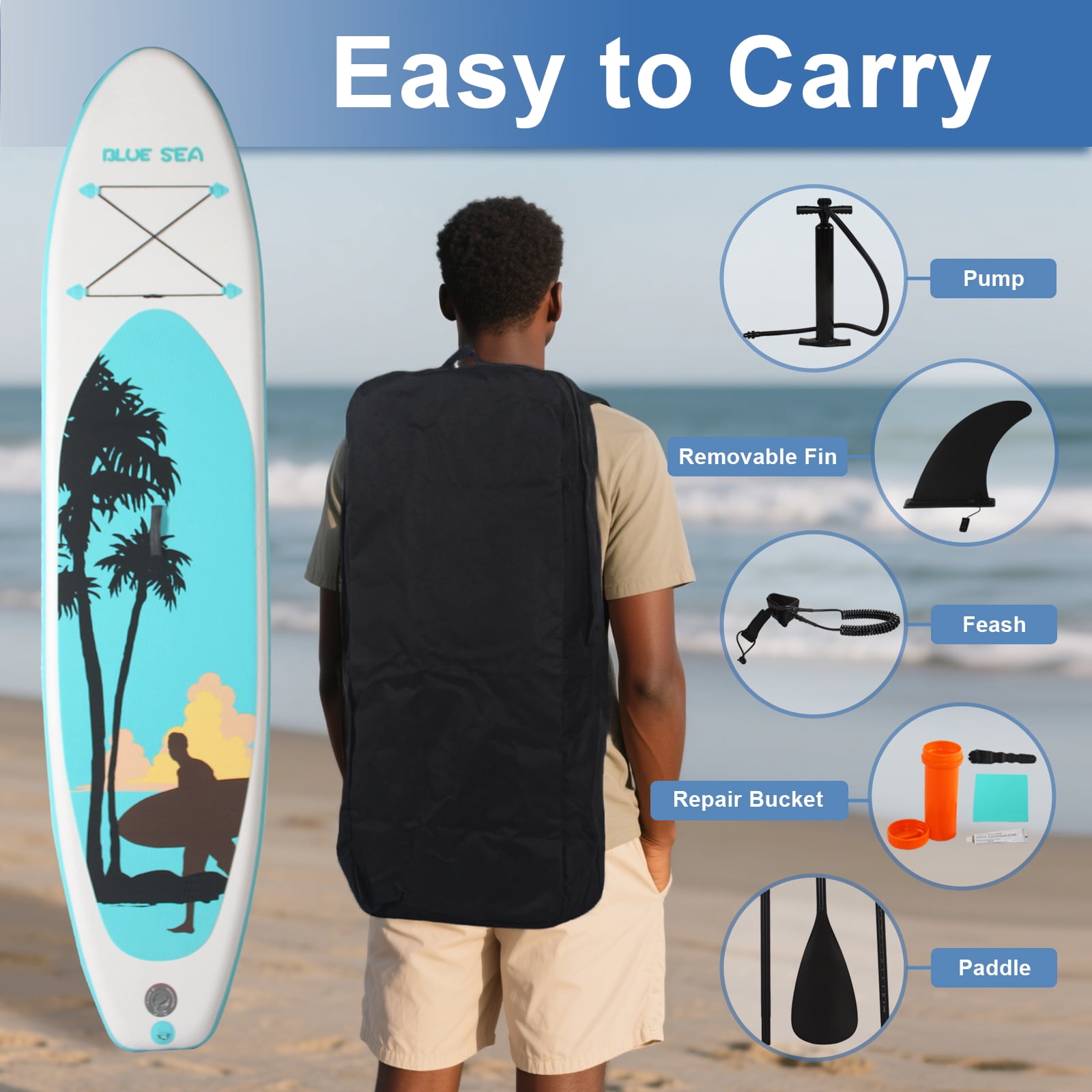 OZVMZQ 11ft Inflatable Paddle Board Stand up PaddleBoards with Premium SUP Accessories for Youth & Adults