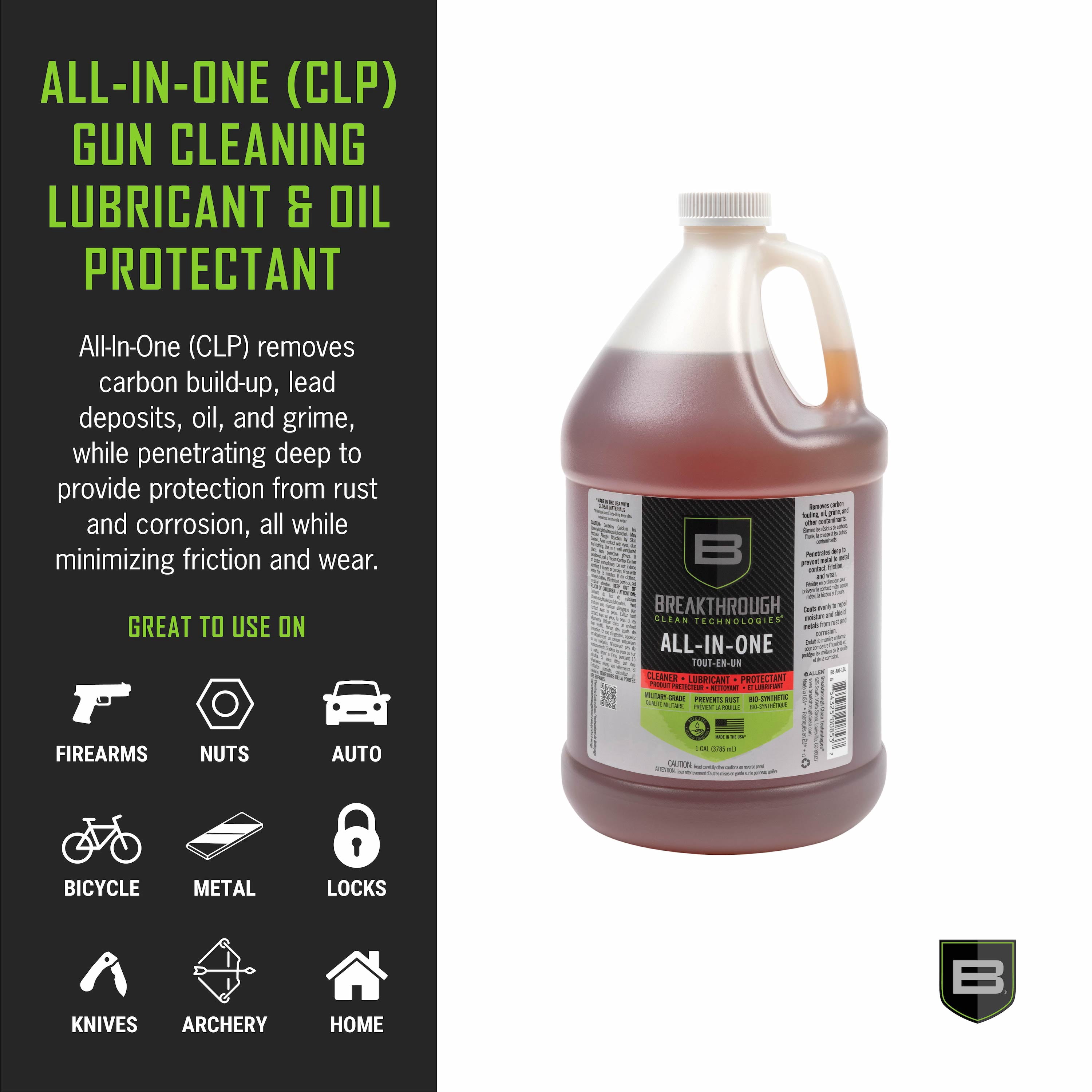 Breakthrough Clean Technologies® Battle Born Bio-Synthetic All-In-One (Clp) Cleaner, Lubricant, & Protectant, 1-Gallon Can