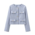 thumbnail image 4 of Womens Balloon Long Sleeve Blazer Cropped Jackets Business Coat Color: BU3 Size: XS, 4 of 4