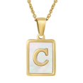 thumbnail image 1 of Collar de acero inoxidable con letras de concha de viento para mujer, colgante de primera letra inglesa de acero de titanio cuadrado, 1 of 6