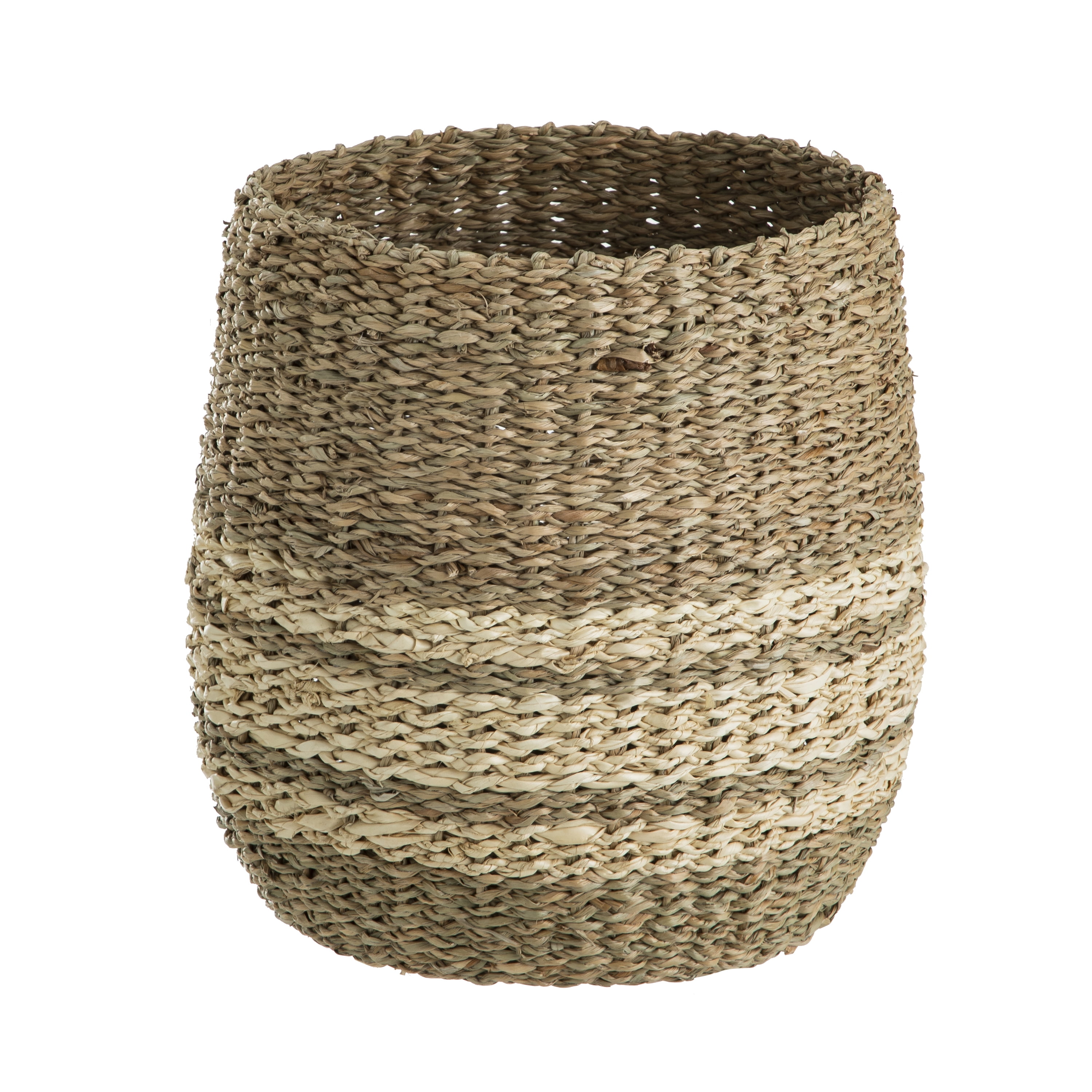 Mainstays Natural Seagrass Basket With Cream Stripes