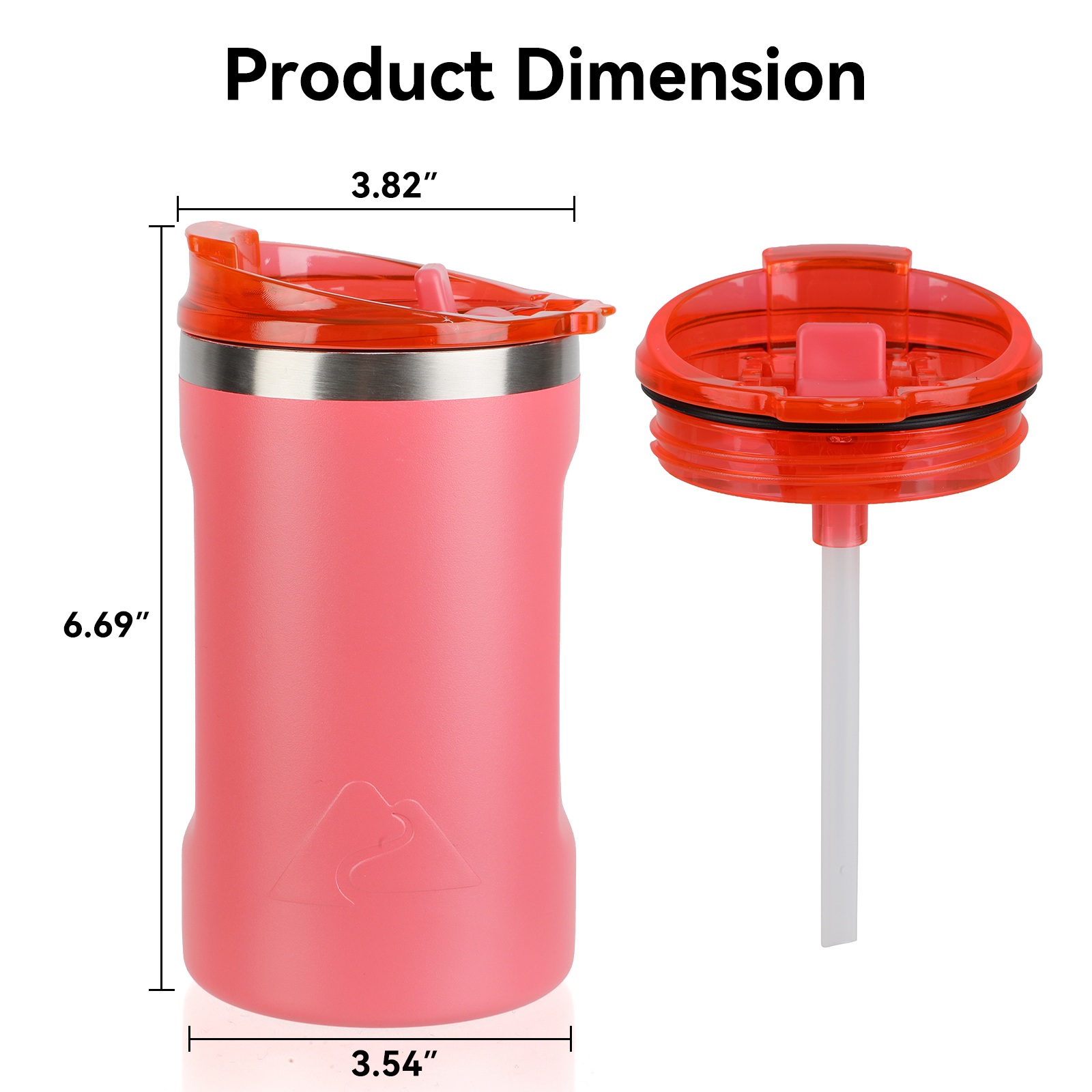 Vaso de acero inoxidable de 16 oz con revestimiento cerámico y tapa 2 en 1, coral 7