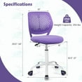 thumbnail image 3 of PetFurnishn Desk Chair for Teen, Kids Armless Swivel Small Cute Low-Back Mesh Office Chair Comfy with Adjustable Height, Lumbar Support, Ergonomic Computer Study Chair in Home Bedroom School, Purple, 3 of 8