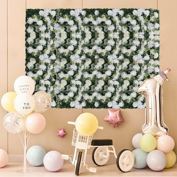 FETCOI Green White Rose Wall Panels Artificial Flower Party Floral Backdrop Decor 6 Pcs