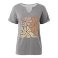 thumbnail image 4 of Women's Vintage Floral T-Shirt Boho Wildflower Graphic Print Short Sleeve Tees Loose Fit Casual V-Neck Tops, 4 of 4