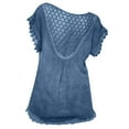 thumbnail image 4 of Pompotops T-Shirt d'Été Décontracté à Manches Courtes pour Femme, Col Rond, Haut Blouse, Dos Ajouré, 4 of 5