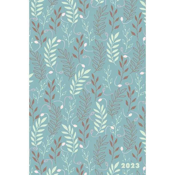 Gardening Calendar 2023 2023 Baby Blue Garden Leaves Pattern Weekly Calendar Planner Organizer