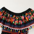 thumbnail image 5 of FYMNSI Mexican Dresses with Pockets for Toddler Girl Clothes Floral Off the Shoulder Dress Mommy and Me Boho Sundress Black 3-4T, 5 of 11