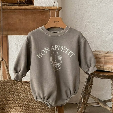 

DanceeMangoo Autumn Winter New Baby Long Sleeve Bodysuit Thick Warm Newborn Fashion Letter Print Casual Jumpsuit Cotton Baby Infant Clothes