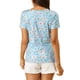 thumbnail image 3 of Blusa de manga corta con cuello redondo de estampado floral para mujer Inspire Chic, talla M, azul, 3 of 7