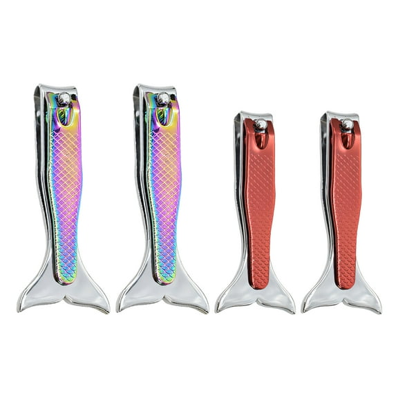 FACEGA 4Pcs Nail Clippers for Women,Stainless Steel Nail Clippers,Fishtail Handle Shape Scratch Block Toe Nail Clippers,Mix1