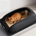 thumbnail image 6 of EDX Stainless Steel Cat Litter Box with Lid, XL Extra Large Cat Litter Box for Big Cats, High Wall Sides, Never Absorbs Odors, Anti-Urine Leakage, Easy Cleaning, Scoop and Mat Included, Black, 6 of 8