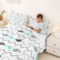 thumbnail image 3 of Castle Fairy Minimal Baby Whale Zigzag King Sheets 4pcs,Tiny Heart Nautical Seamless Tile Bedding,Gray Aqua,1 Fitted Sheet,1 Flat Sheet and 2 Pillowcases, 3 of 6