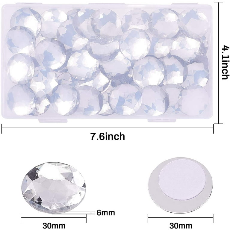 Micui 30pcs 18mm Round Chamfer Crystals Acrylic Rhinestones Flatback Glue  On Gems Strass Stone For Clothes Dress Craft MC158