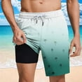 thumbnail image 2 of Clean Men's Swim Trunks Coconut tree print Pants Adjustable Drawstring Shorts With Compression Liner 7 Inch Inseam Board Shorts 2 In 1 Quick-Dry Bathing Suits Hawaii Beach Shorts, 2 of 6