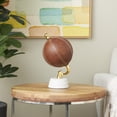 thumbnail image 2 of DecMode 6" Handmade Stitched Brown Globe with White Marble Base, 2 of 9