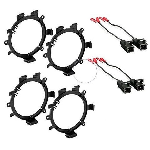 2 Pairs GMSB345 5-1/4" to 6-1/2" GM Speaker Bracket Adapter, 72-4568 Wiring Harness