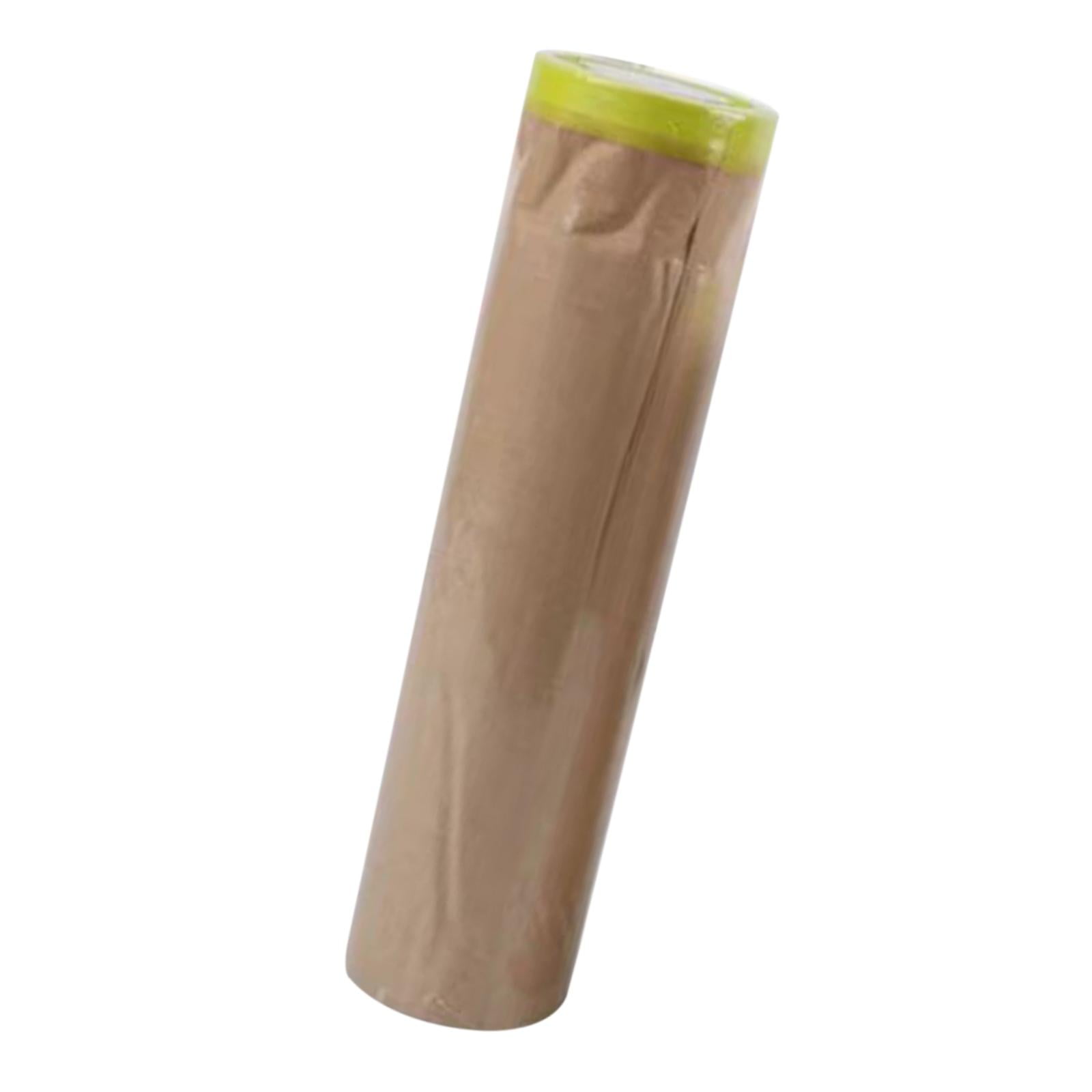 Pre-Taped Brown Masking Paper 24 inchx50' for Painting Tape and Drape Painters Paper, Paint Adhesive Protective Paper Roll for Car, and Furniture