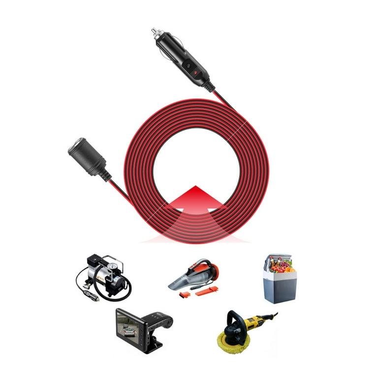 Cigarette Lighter Extension Cord Socket Plug 12/24 Volt for Air Compressor  Pump Tire Inflator Vacuum Cleaner