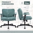 thumbnail image 2 of Criss Cross Desk Chair with Wheels and Flip Arms, Thick Padded Wide Seat Office Chair, Fabric Cross Legged Office Chair for Home Office, Mid Back Swivel Makeup Vanity Chair, 2 of 8