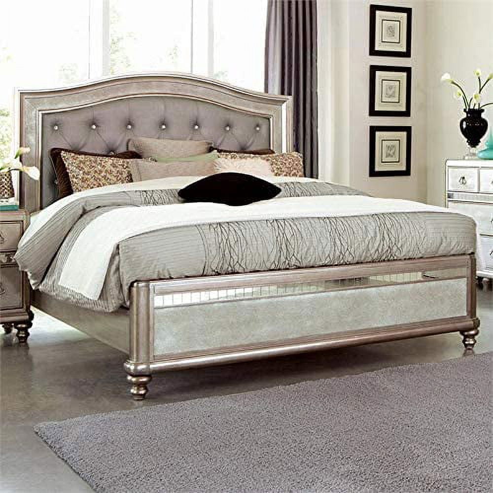 Bling Game Upholstered Storage Queen Bed Metallic Platinum