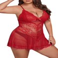 thumbnail image 4 of Nuisette Sans Manches Dos Nu Col en V Dentelle Florale avec String Grande Taille, 4 of 6